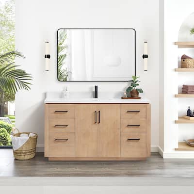 San Single Bath Vanity with Composite Stone Top and Mirror