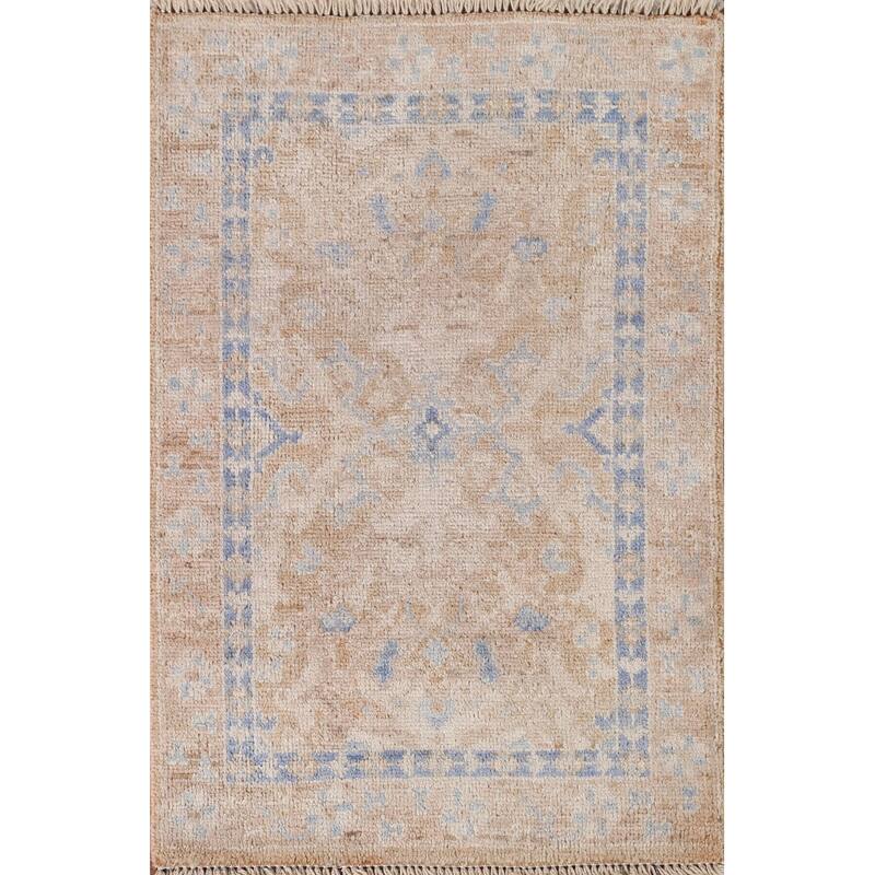Hand Knotted Oriental 100% Wool Carpet Transitional Geometric Oranges & Rust Oushak Area Rug - 3' 0'' X 2' 0''