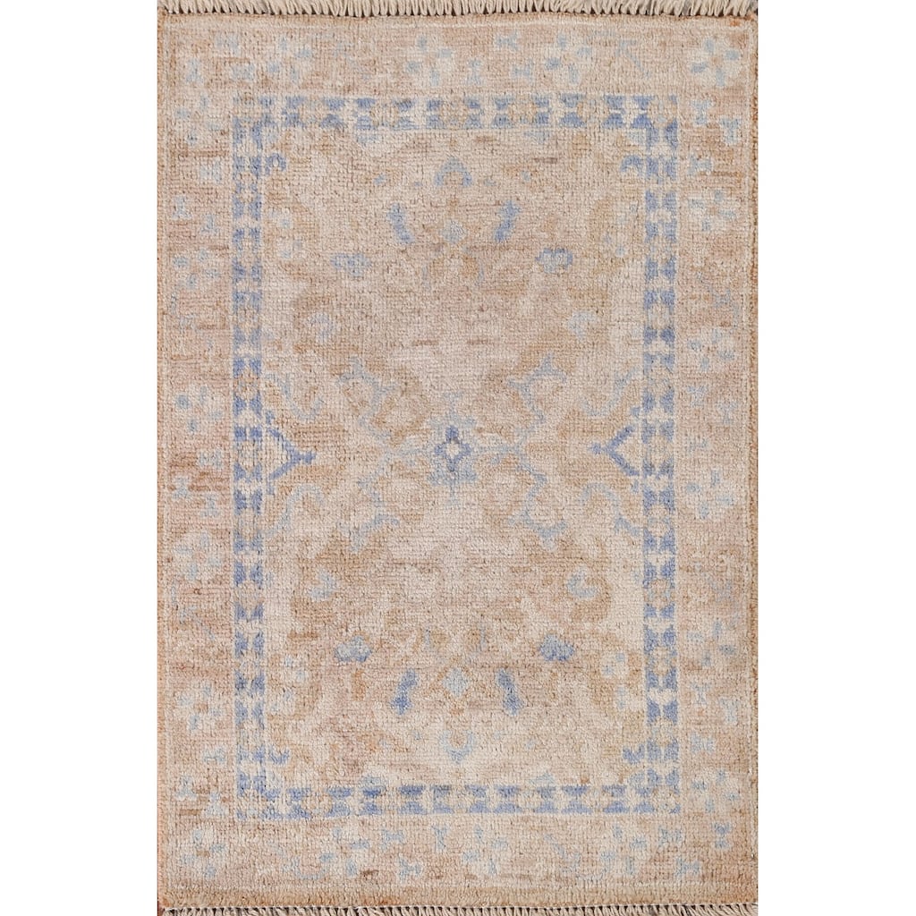 Hand Knotted Oriental 100% Wool Carpet Transitional Geometric Oranges & Rust Oushak Area Rug - 3' 0'' X 2' 0''