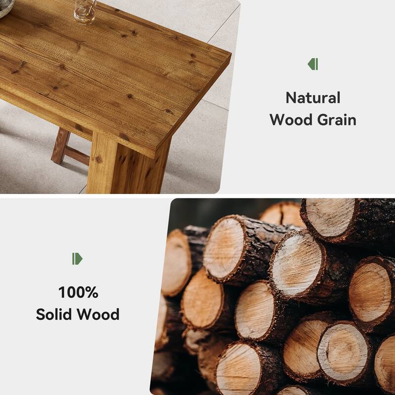 63" Solid Wood Bar Height Table, Industrial High Top Kitchen & Dining Counter Tables