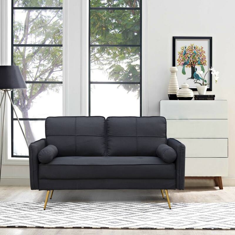 Round Arm Loveseat - Black
