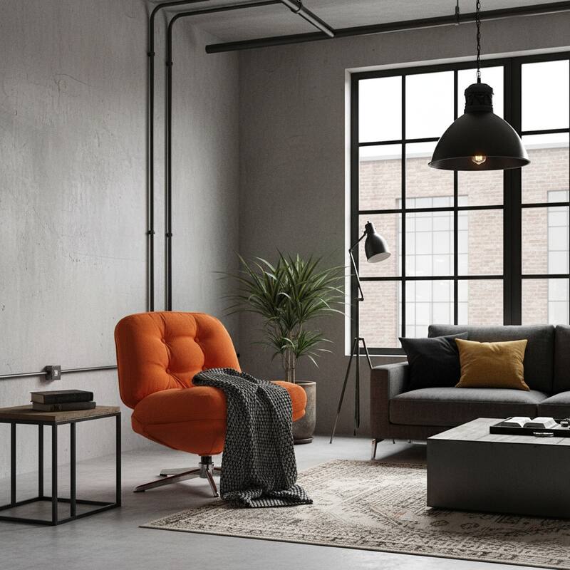 Retro Corduroy Swivel Lounge Chair