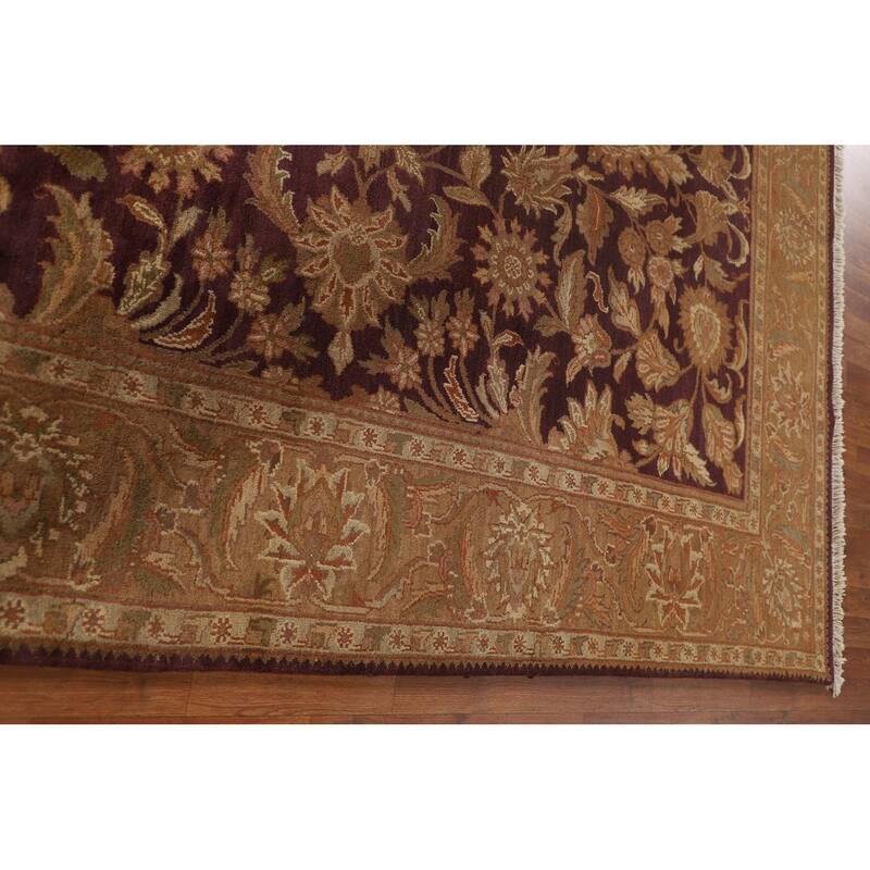 Floral Purple Agra Indian Area Rug Hand-Knotted Wool Carpet - 8'0"x 10'1"