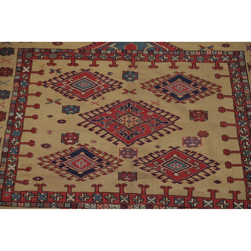 Kazak Vegetable Dye Antique Area Rug Handmade Wool Carpet - 7'9" x 9'3"