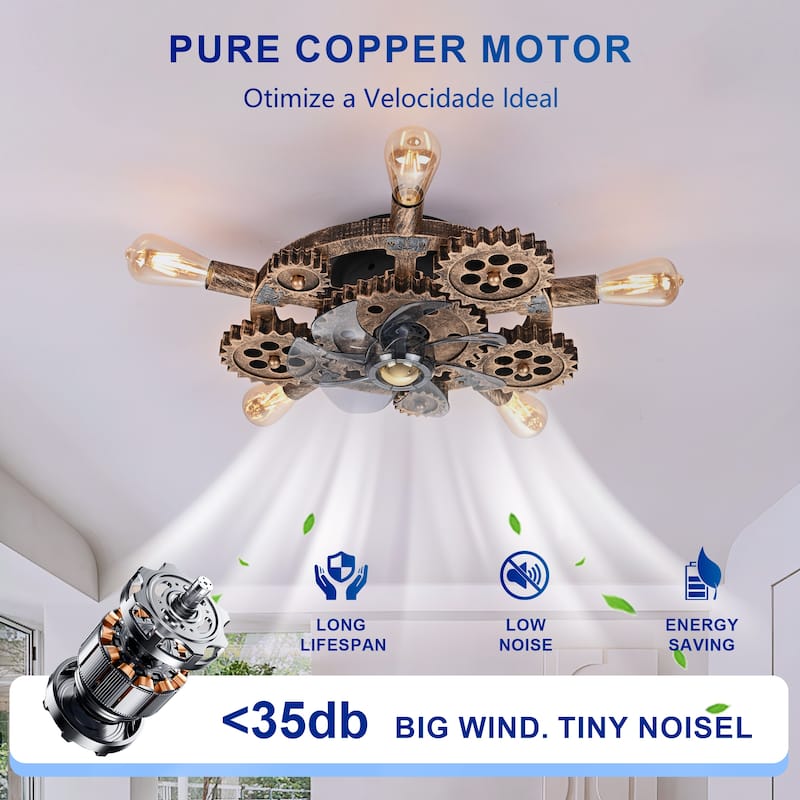 20Inch Farmhouse Ceiling Fans with Remote Control,6 Speed Reversible Flush Mount Low Profile Rustic Ceiling Fan - N/A