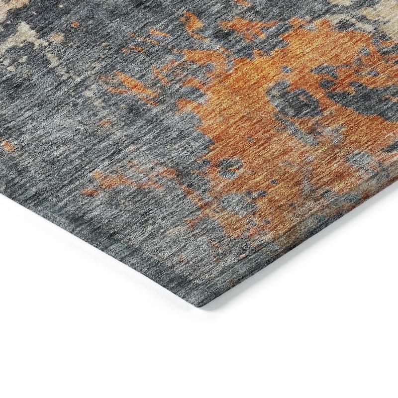 Machine Washable Indoor/ Outdoor Abstract Contemporary Chantille Rug