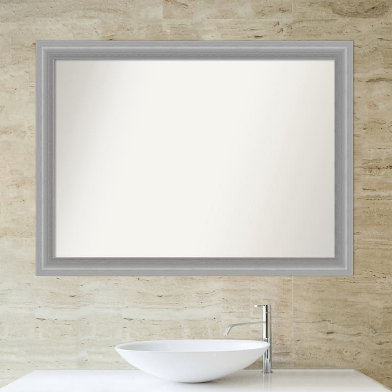 Non-Beveled Bathroom Wall Mirror - Peak Polished Nickel Narrow Frame