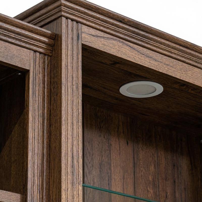 Farmhouse 3-Piece 78.75"Tall Bookcase Cabinet with and 4-Tier Display Shelf Adjustable LED Lighting