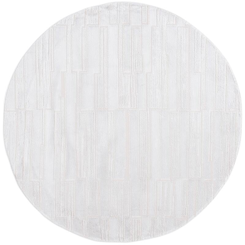 SAFAVIEH Kingston Belinda Modern & Contemporary Rug - 6'7" Round - Ivory/Light Grey