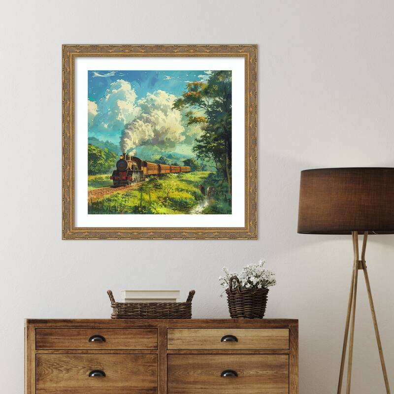 Train Steam Engine by Tradelink inhouse artist Wood Framed Wall Art Print