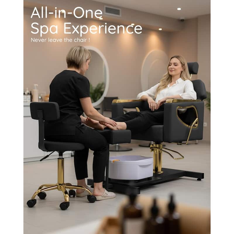 Pedicure Chair with Foot Spa Stool with Adjustable Pedicure Stand