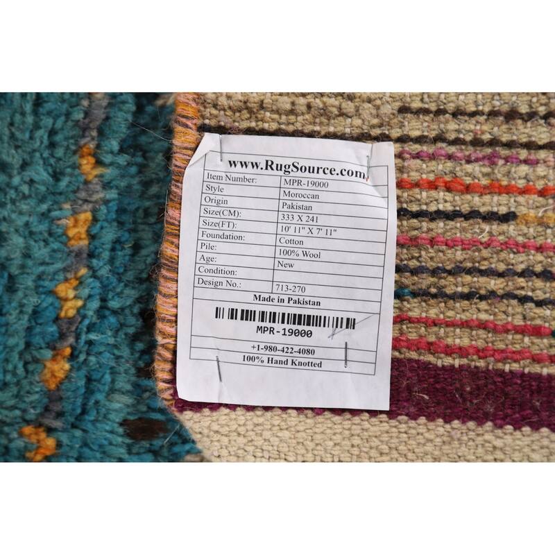 Trellis Moroccan Area Rug Hand-Knotted Wool Carpet - 7'11" x 10'11"