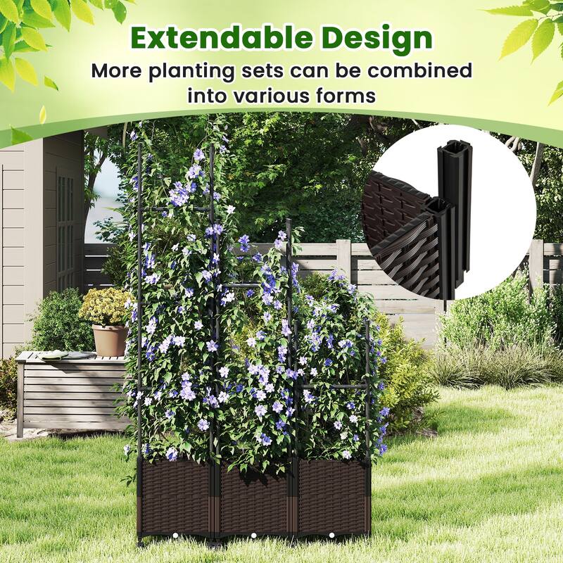 Gymax 87'' Tall Raised Garden Bed w/ Plant Box & Trellis Lockable