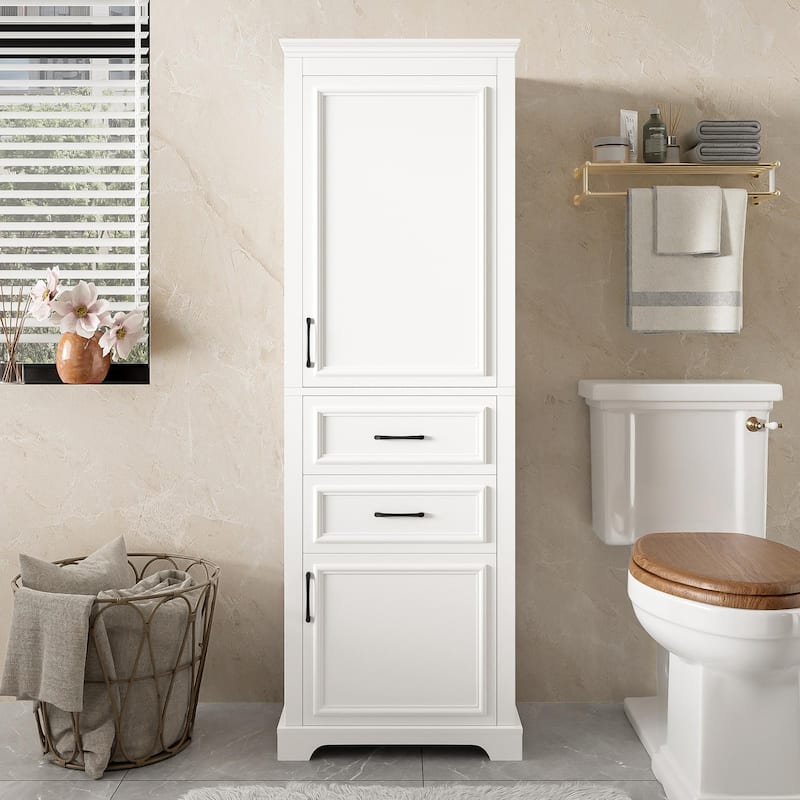 71-Inch Tall Freestanding Bathroom Vanity with Damping-Hinge Doors and Drawers, Featuring a Modern, Elegant Design