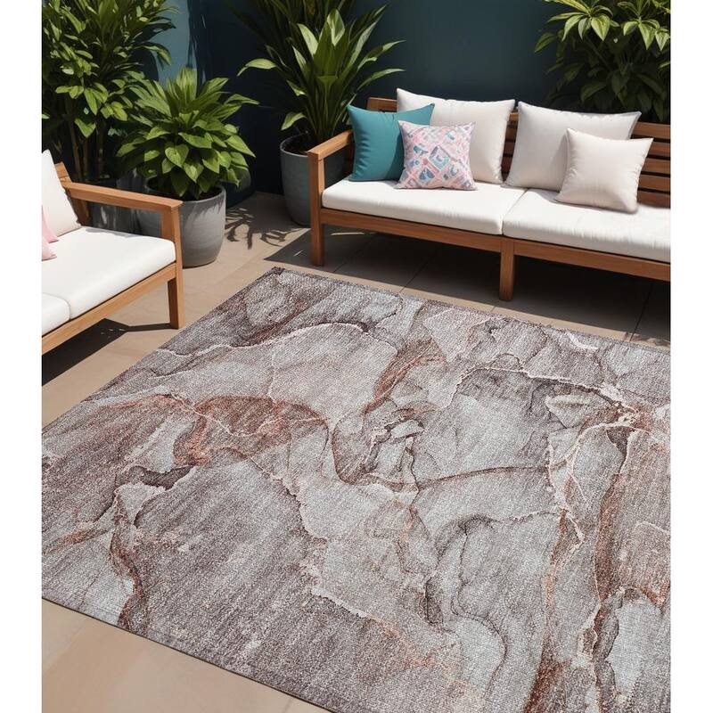 Almiz Artistic Abstract Weather Resistant Timeless Fusion Runner Outdoor Rug - 8' X 10' - Multi
