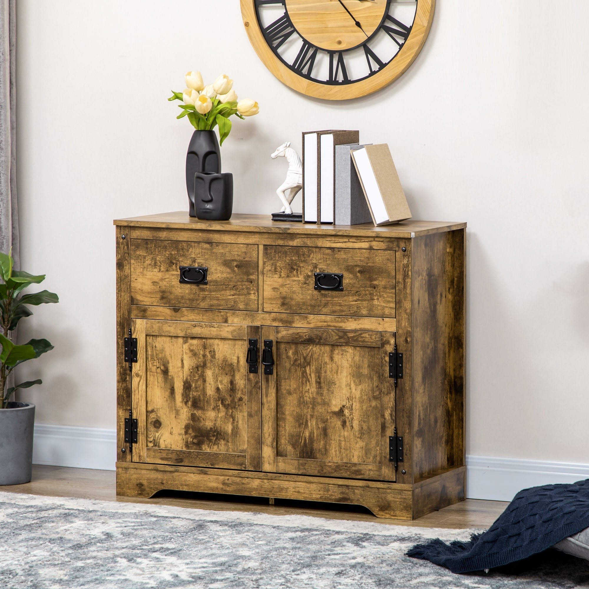 Buffet storage cabinet kitchen shop sideboard with 2 drawers