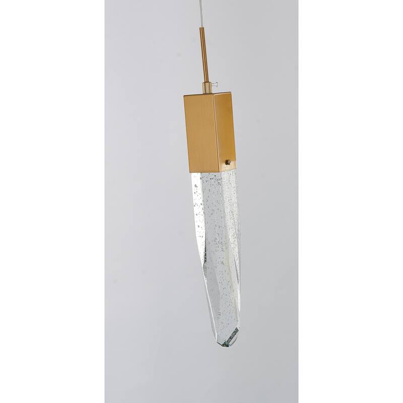 Island Lighting Pendant, Gold Crystal Chandelier, Adjustable Cord, Modern Kitchen Bar Counter Light - 19.69