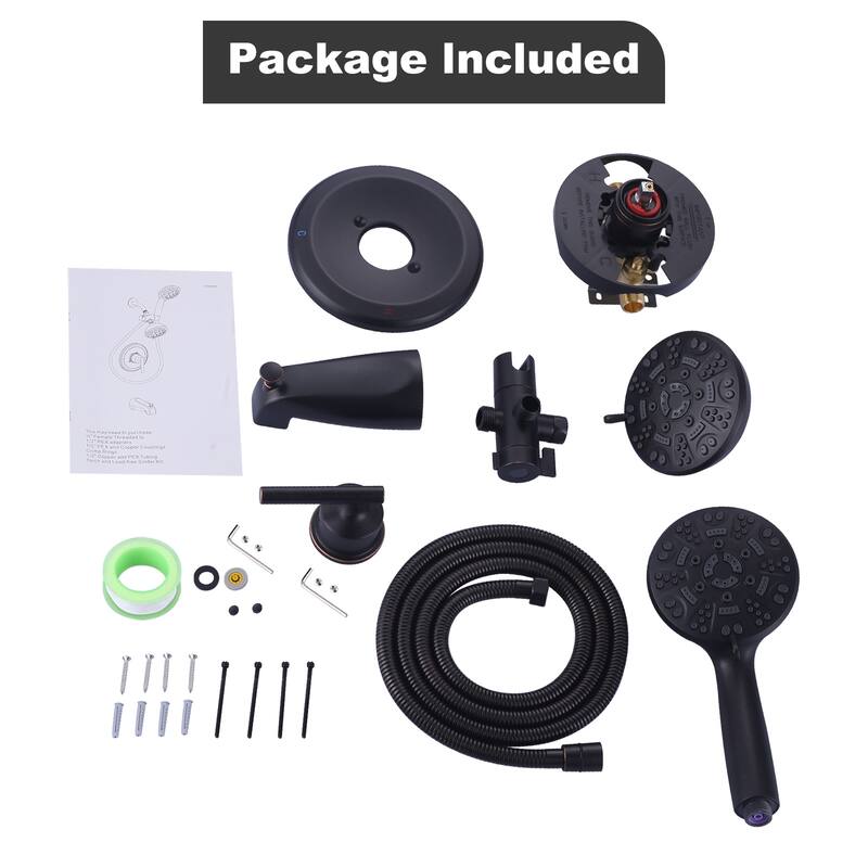 WOWOW Single Handle 7-Spray Dual Shower Head Faucet with Tub Spout