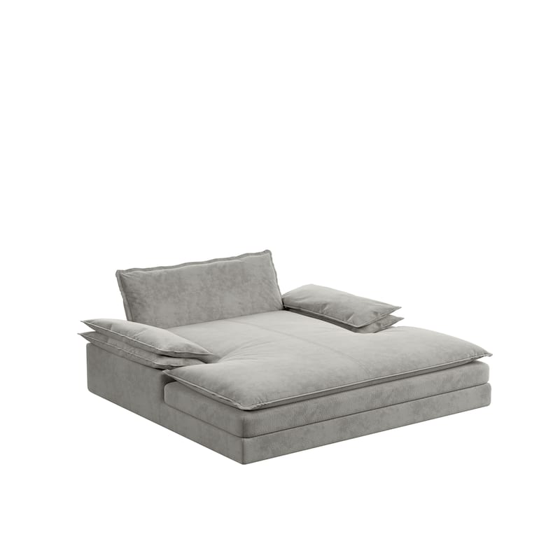 80" Oversized Double Chaise Lounge Chair, Modern Chenille Upholstered Lounge Chair with Wide Armrests, Stylish Living Room Chair