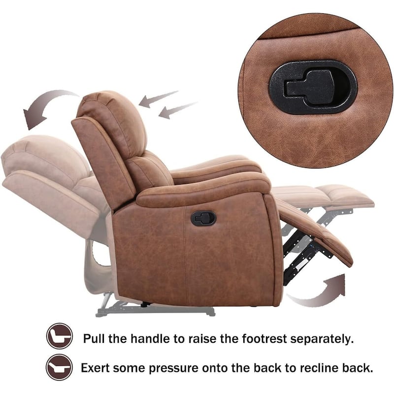 Manual reclining chair with soft and comfortable cushions