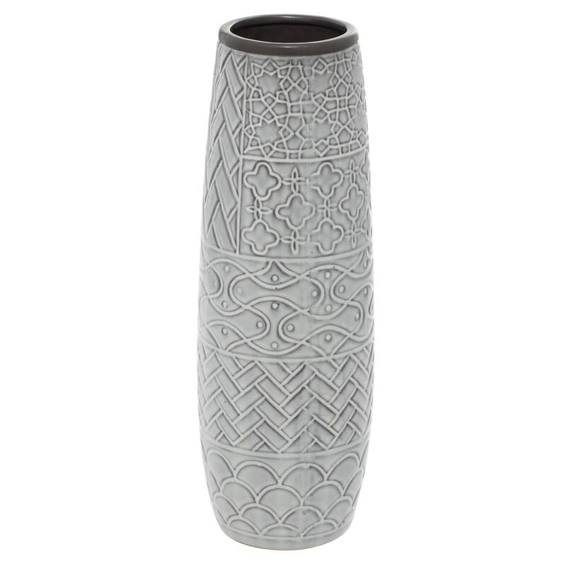 Ceramic Vase with Varying Patterns - Gray - Roche River Decor