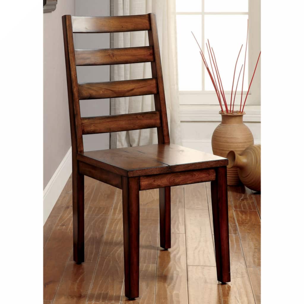 Set of 2 Wooden Dining Chairs in Tobacco Oak Finish