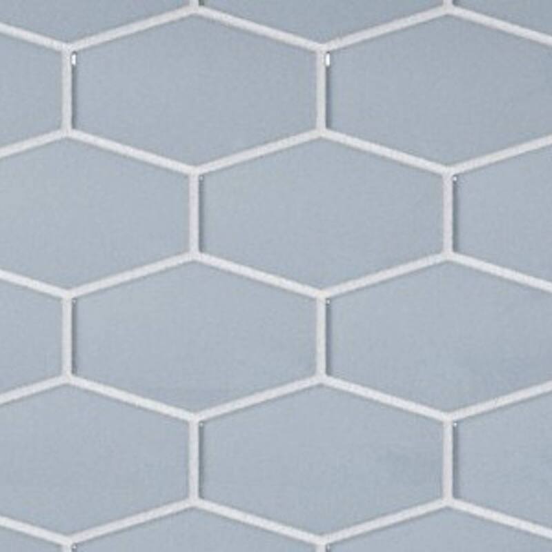 Long Hex 11 in. x 11 in. Glass Mesh-Mounted Mosaic Tile - Carribean Blue Gloss - 11 in. x 11 in.
