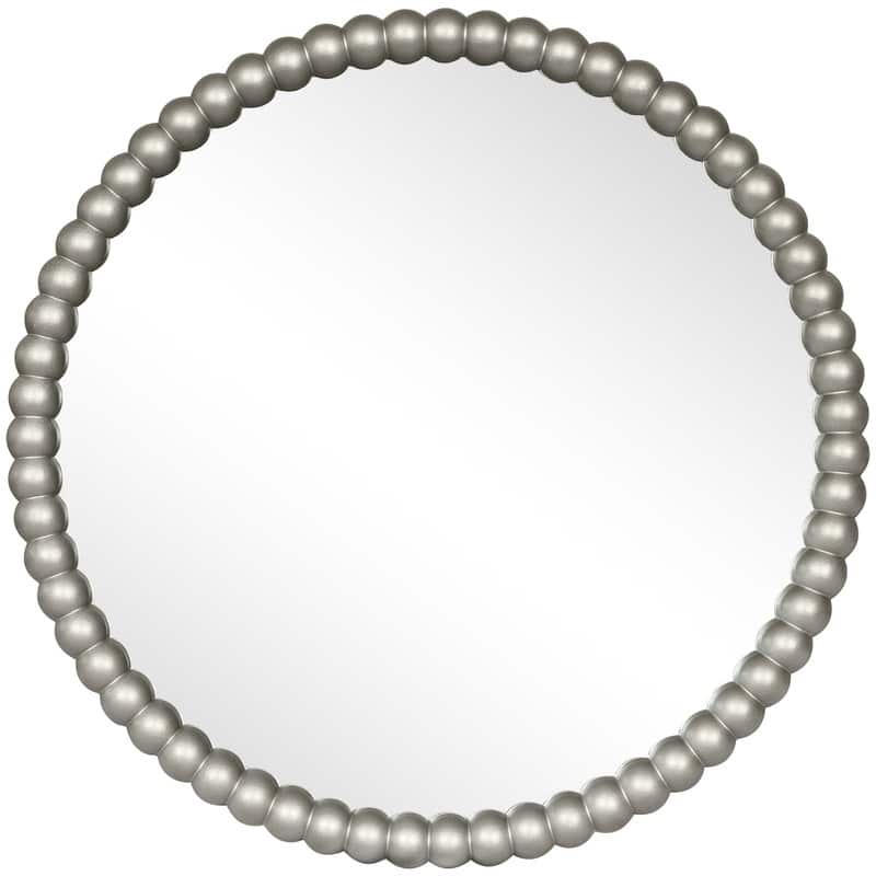 Antique Farmhouse Beaded Round Wall Mirror