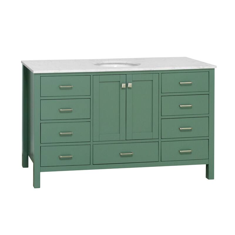 KitchenBathCollection Horizon 60" Single Bathroom Vanity with Engineered Carrara Top
