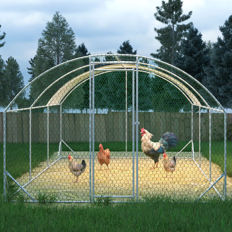 GDFStudio - Anderson Metal Walk in Chicken Coop Dome Cage Outdoor Farm Use