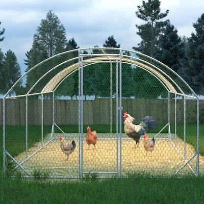 GDFStudio - Anderson Metal Walk in Chicken Coop Dome Cage Outdoor Farm Use