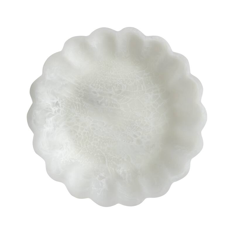 White Resin Flower Bowl Set of 2