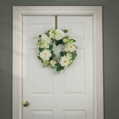 National Tree Company 22 inch Artificial Spring Wreath with Daisy, Peony, and Buttercup Blooms, Realistic Floral Decoration