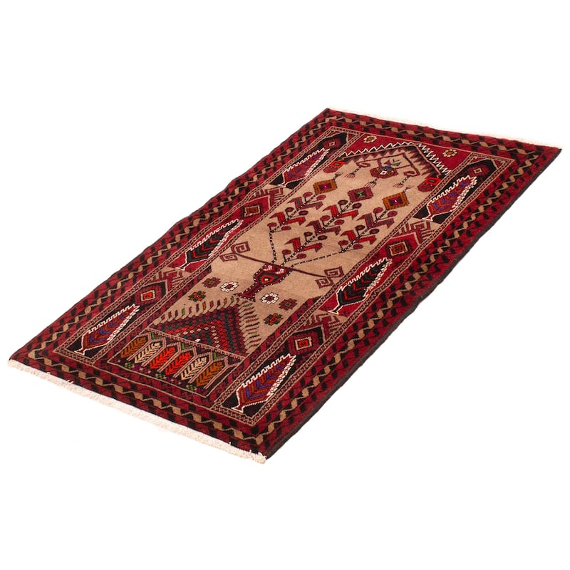 ECARPETGALLERY Hand-knotted Royal Baluch Tan Wool Rug - 3'4 x 5'7