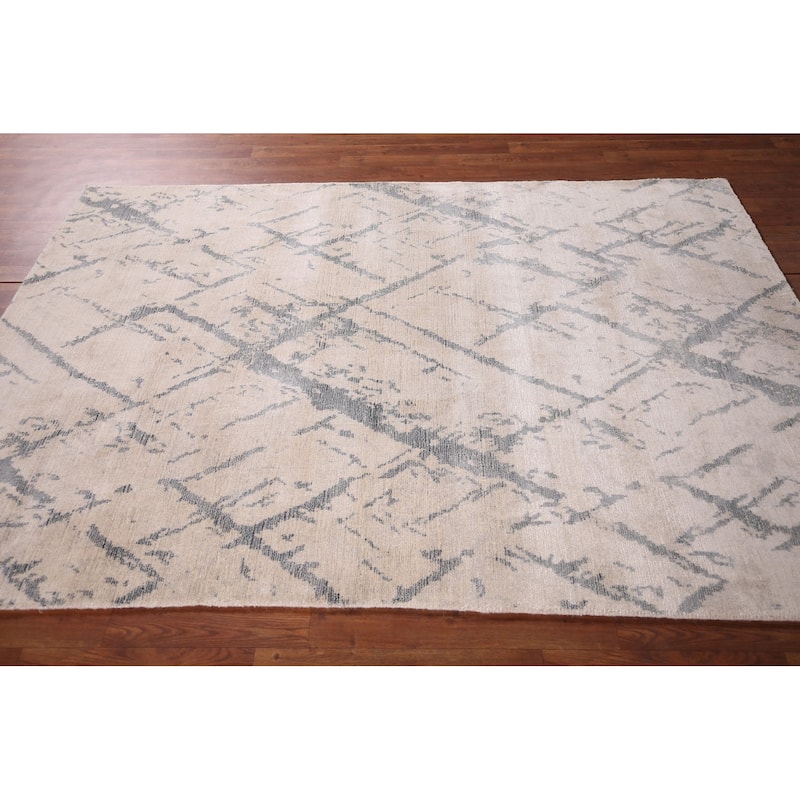 Abstract Modern Area Rug Hand-Knotted Wool Carpet - 5'3"x 7'7"