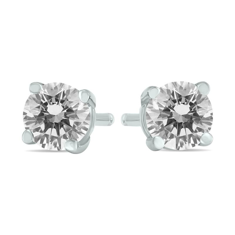 Marquee 1/2 Carat TW Round Diamond Solitaire Stud Earrings In 14k White Gold