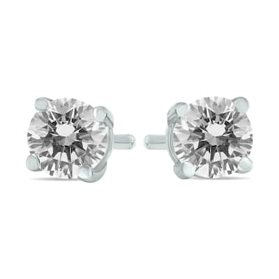 Marquee 1/2 Carat TW Round Diamond Solitaire Stud Earrings In 14k White Gold