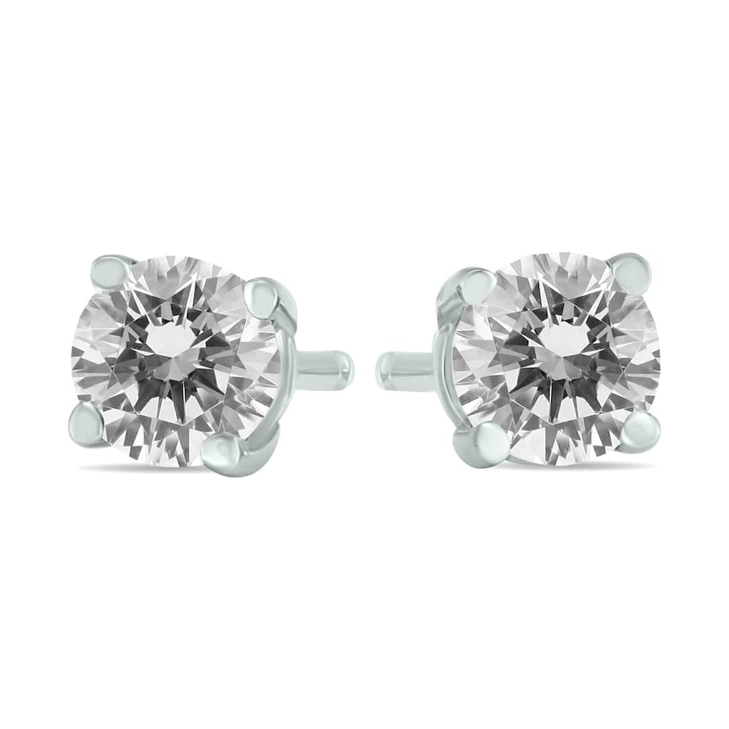 Marquee 1/2 Carat TW Round Diamond Solitaire Stud Earrings In 14k White Gold