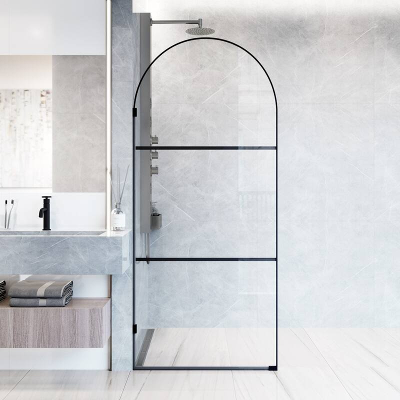 Vigo VG6094PCL3478 Arden 78" High x 34" Wide Hinged Framed Shower Door - Matte Black