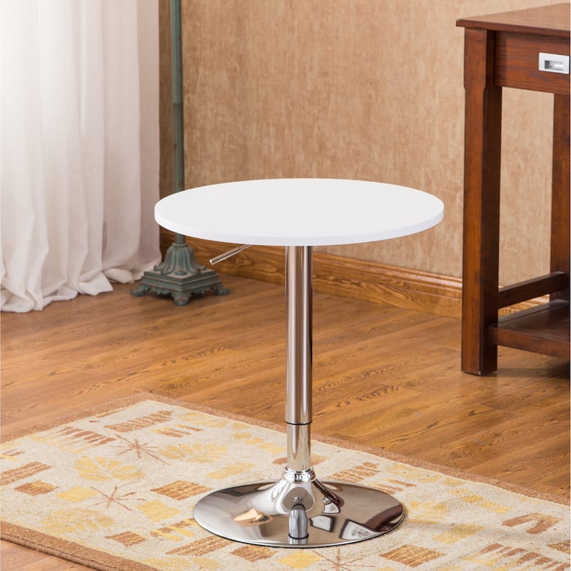 Adjustable Wood and Metal Bar Table in White for Living Room,Dining Room