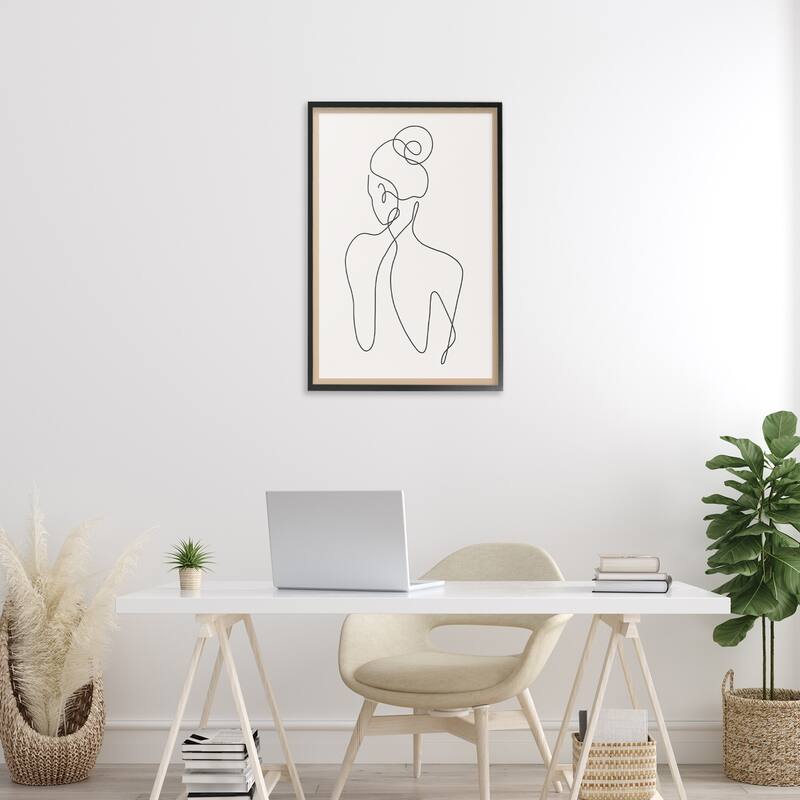 Stupell Minimal Woman Line Drawing Framed Giclee Art Design By LSR Creative Studio