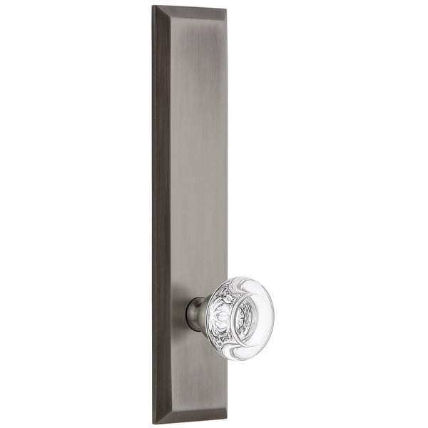 Grandeur FAVBOR_TP_PSG_234 Fifth Avenue Solid Brass Rose Tall Plate Passage Door Knob Set with Bordeaux Crystal Knob and 2-3/4"