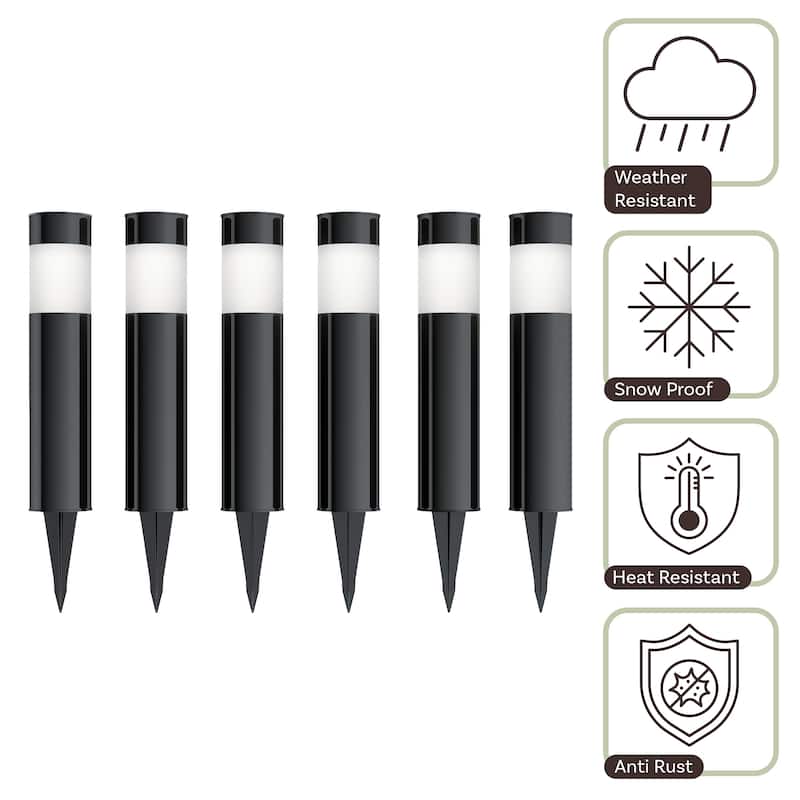 Solar Path Bollard Lights, Set of 6 15" Pure Garden