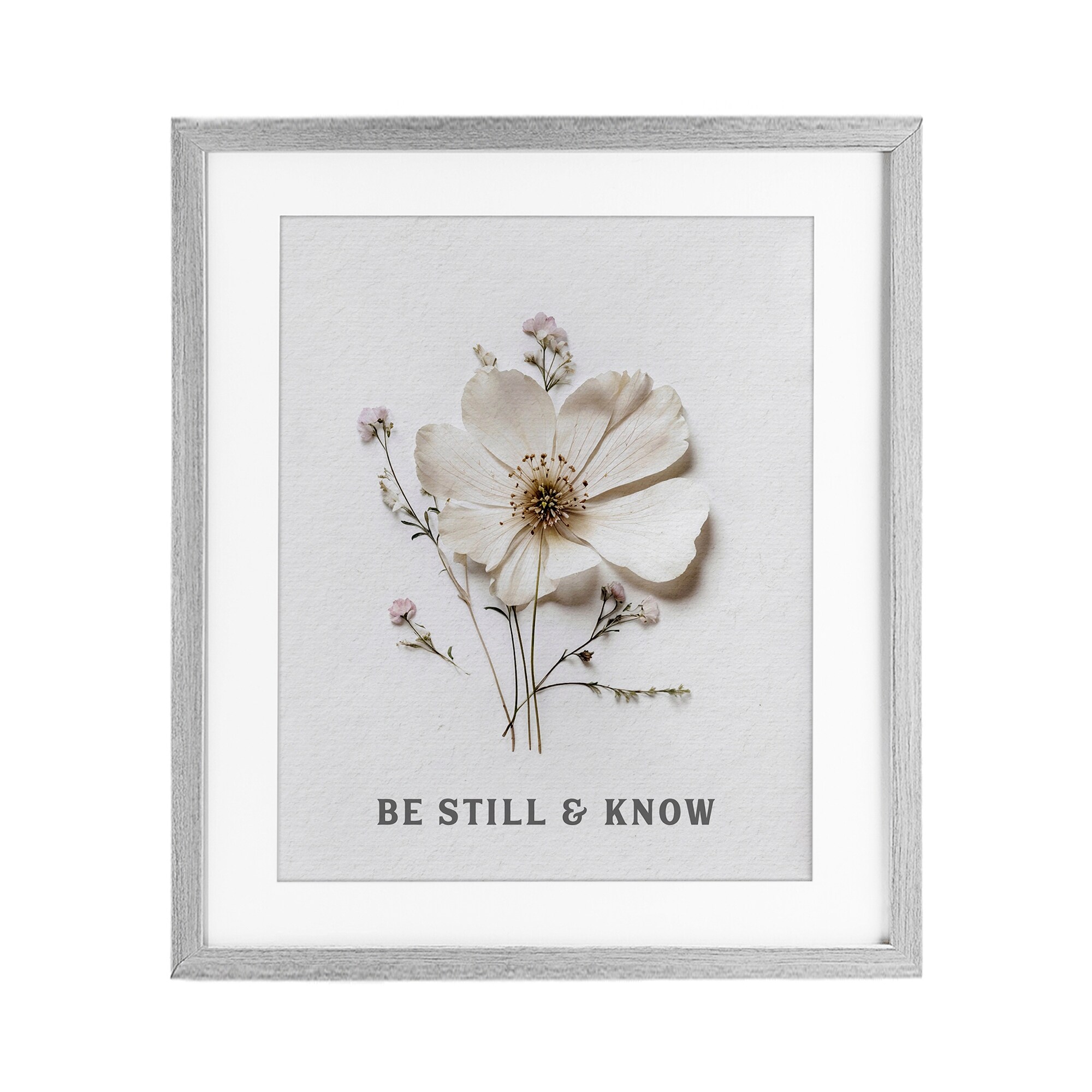 Stupell Be Still & Know Pressed Flowers Under Glass Framed Design By Lettered and Lined