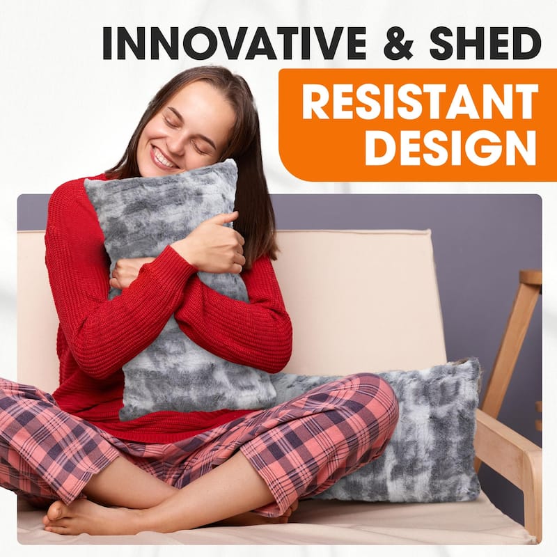 Cheer Collection Set of 2 Decorative Faux Fur Throw Pillow