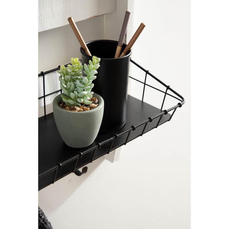 Kate and Laurel Tanner Wall Organizer with Mirror and Hooks