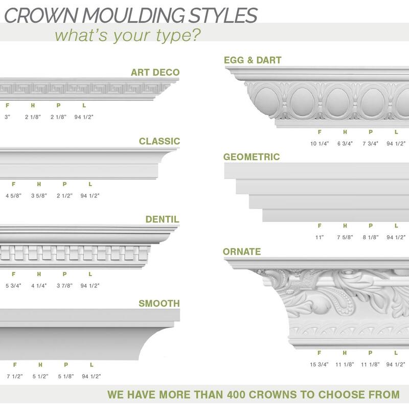 Traditional Egg & Dart with Beads Crown Moulding - 3 1/4"H x 2 3/4"P x 4 3/8"F x 94 1/2"L