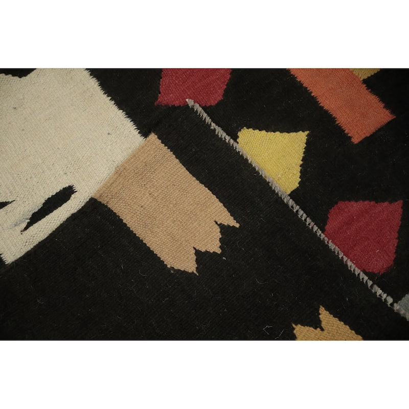 Hand Woven Oriental 100% Wool Carpet Southwestern Tribal Multi-Colored Kilim Area Rug - 12' 1'' X 8' 6''
