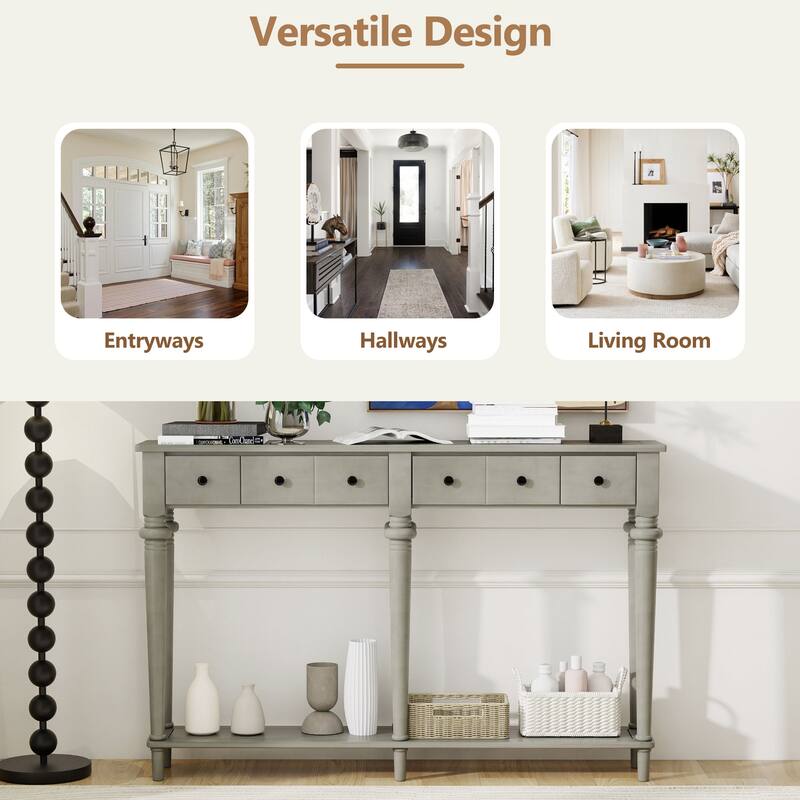 Retro Console Table with Open Shelf