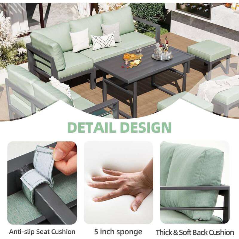 AECOJOY Aluminum Patio Furniture Set Outdoor Conversation Table and Chair